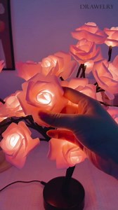 Drawelry Rose Flower Tree Lamp - LED Rose Tree Table Lamp USB/Battery Powered Artificial Bonsai Flower Night Light for Bedroom Living Room Party Wedding Birthday Decor (Pink)