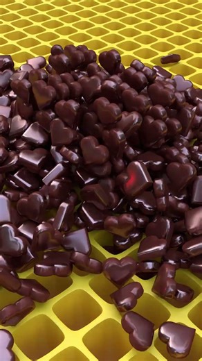 Into The Grid Chocolate Hearts Drop #valentinesday #satisfying #hearts #3dloop #chocolate