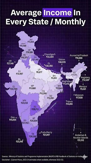 Richest vs Poorest States in India 🇮🇳💰 Average Monthly Income Map #Shorts