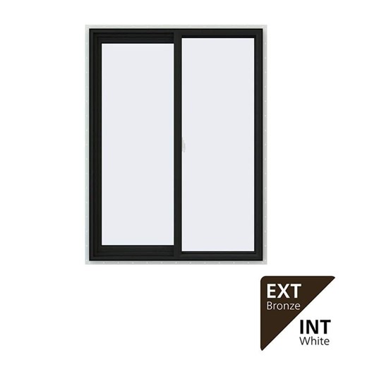 Check The Home Depot's Q&A Before Buying: JELD-WEN 36 in. x 48 in. V-2500 Series Bronze Exterior/White Interior FiniShield Vinyl Left-Handed Sliding Window w/Mesh Screen