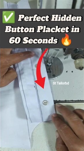 ✅ Hidden Button Placket 🔥#sttailorbd #sewingtutorial #amazing #shorts