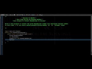 Java Program To Convert Hexadecimal To Decimal