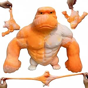Squeeze Toy, Squishy Monkey Toy,Stretchy Glue-Sand Filled Rubber Gorilla,Elastic Stretchable, Autism,Decompression Toy for Adults and Children Animal for,Gift for Christmas, (Orange Medium)
