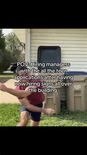 Memes on Instagram: "😂😂😂 . . . This video shows how stores act when they say they are hiring. You see “Help Wanted” signs everywhere, but when a teenager actually turns in an application, the boss just ignores it. The guy throwing the trash away represents the manager tossing your resume in the bin. Even though they say they need workers, they don’t actually want to hire young people with no experience. It’s a joke about how hard it is to get your first job. #relatable #memes #funny #foryoupa