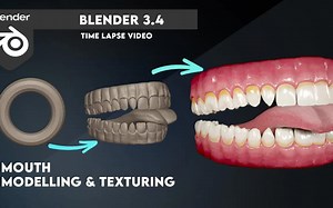 iBlender中文版插件教程如何建模口腔牙龈和牙齿搅拌器 3.4|延时视频 Blender