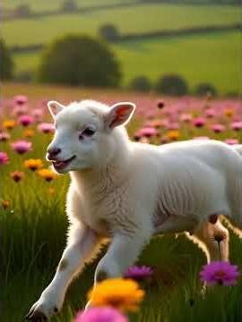 Baby Lamb Running Field
