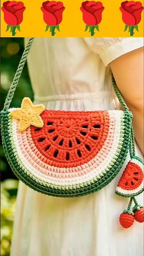 🍉 Beautiful Watermelon Crochet Crossbody Bag Tutorial 🧶#crochet #shortsfeed #shorts ‪@GharKiBunai‬