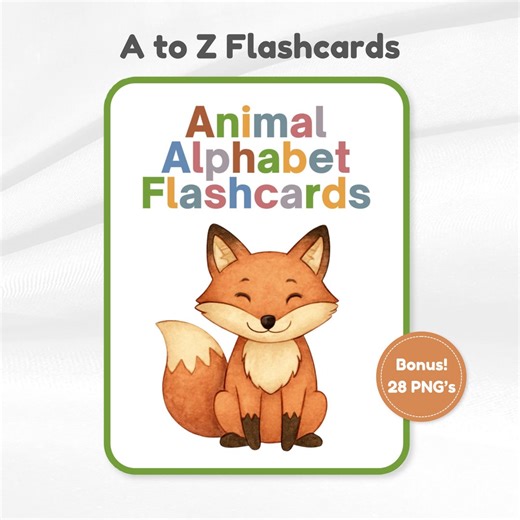 ABC Animal Flash Cards, Pre-k Preschool   Kindergarten Learning, Learning Alphabetic Letters, Watercolor ABC Flashcards, A to Z Flashcards - Etsy