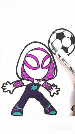 How To COLORING Ghost-Spider Soccer World cup #drawing #spiderman #art #howtodraw #marvel #shorts