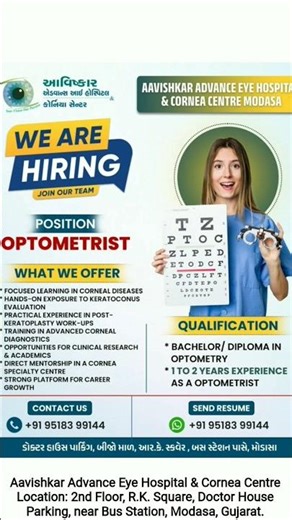 📢 WE ARE HIRING: Experienced Optometrists (1-2 Years) – Apply Now!