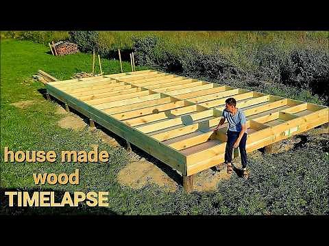 Amazing Time-Lapse: Building a Wooden House Frame Step by Step