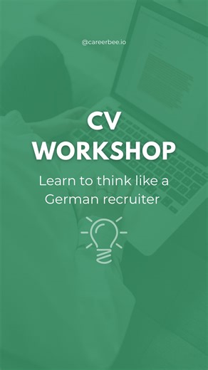 CareerBee on Instagram: "#advertising 🇩🇪 Applying for jobs in Germany but not getting interviews? This is exactly why we created our CV Workshop: Think Like a German Recruiter 📅 Date: 12 February 2026 🎓 What you’ll learn: • How German recruiters really screen CVs • How to adapt your CV for the German job market • What to stop doing (this alone helps a lot 👀) • And we have a special guest showing us how to use AI to help you create strong documents 🎟 Ticket options: 👉 Standard: Full worksh
