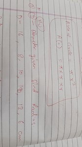 Area of circle A(0)​=π⋅γ2=π×r×r​(3) (Ho(1) (D) - Diameter gi... | Filo