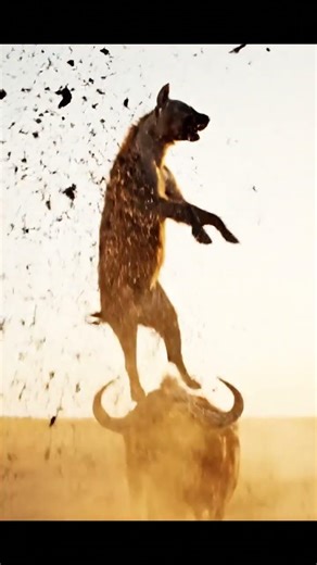 Buffalo vs Hyena#wildlife #savanna #shorts
