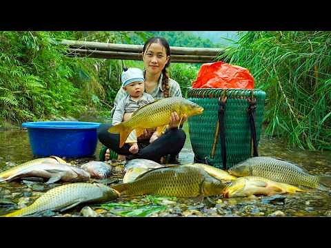 30-Day Journey of Giant Fish Fishing in the Wild - Cooking and Farm Life of a Single Mother.