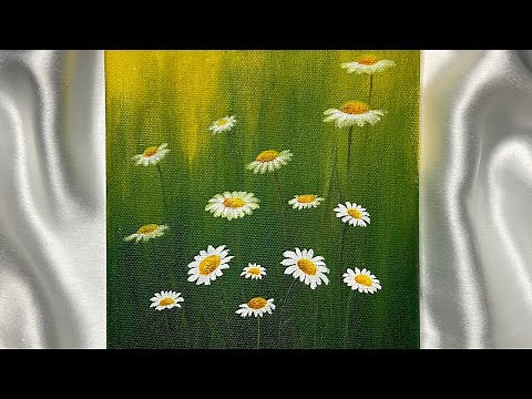 Daisy flower painting step by step tutorial/blurry effect acrylic painting for beginners/#11