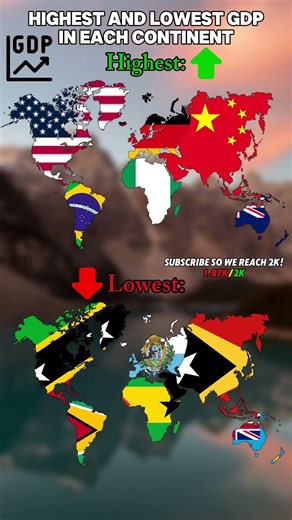 Highest and Lowest GDP in each continent #Shorts #viral #trending #mapping