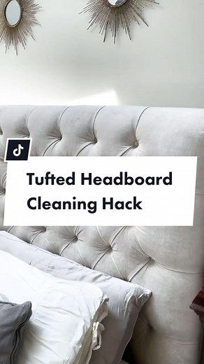 Easy Tufted Headboard and Fabric Lamp Shade Cleaning Hack