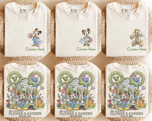 Mickey Epcot International Flower & Garden Festival 2026 Custom Shirt, Mickey and Friends Gardener Tee, Figment Orange Bird Plant a Tree Tee - Etsy