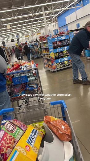 weather channel- we will probably most likely maybe it’s a low chance get 2 to 64 in of snow #weathertok #momsoftiktok #walmart #snowstorm2025 #fyp #fypシ #weatherchannel #groceries