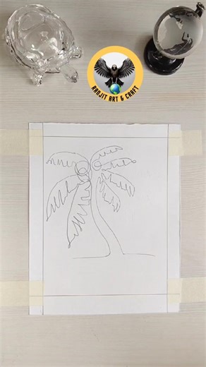 One Line Art Coconut Palm Tree Drawing #onelineart #coconut #palm #tree #shorts #art #drawing