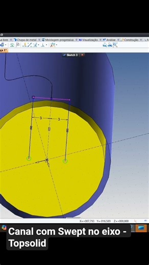 Channel on the axis with Swept - Topsolid #tutorial #topsolid #projects #senai
