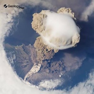 Sarychev Volcano Eruption snapped from Space, June 12, 2009 | #Geology #GeologyPage A fortuitous orbit of the International Space Station allowed the astronauts this striking view of Sarychev Volcano (Kuril Islands, northeast of Japan) in an early stage of eruption on June 12, 2009. Sarychev Peak is one of the most active volcanoes in the Kuril Island chain, and it is located on the northwestern end of Matua Island. Video Copyright © NASA Geology Page www.geologypage.com | Geology Page
