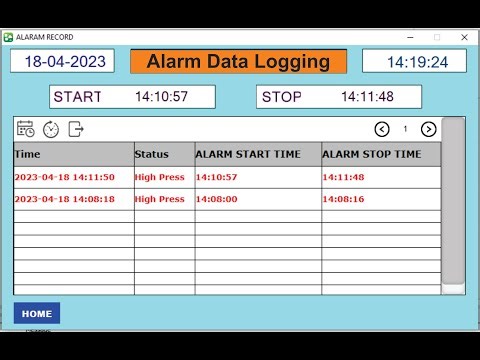 Alarm Data Logging HaiwellScada Save to Excel (CSV)