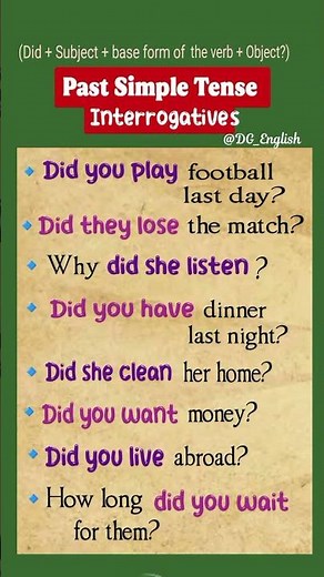 Past Simple Tense Interrogatives | English Grammar Rules | Example Sentences For Practice