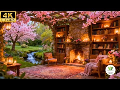 🌸 Cozy Spring Fireplace Ambience 🌿 Soft Nature Sounds for Relaxation, Focus & Deep Sleep 🔥