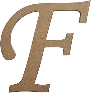 14" Wooden Monotype Font Craft Letter F Unfinished, Blank Fancy Script Monogram Cutout on 1-4" MDF