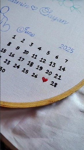 Wedding Calendar Embroidery Part - 1 #creativeprocess #embroideryhoopart #shortsindia
