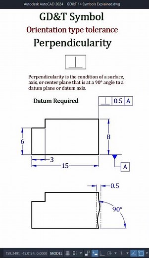 GD&T Symbol | 6_Perpendicularity | orientation tolerance| AutoCAD #drawing #autocad #tolerance