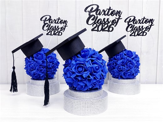Graduation Centerpieces for Table, Class of 2026, Graduation Centerpieces Royal Blue, 2026 Graduation Table Decorations, Grad Party Decor - Etsy