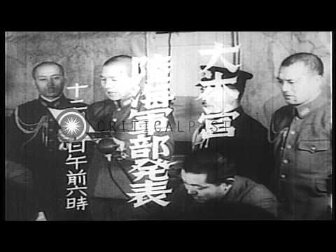 Prime Minister Hideki Tojo addresses the people of Japan regarding World War II. HD Stock Footage