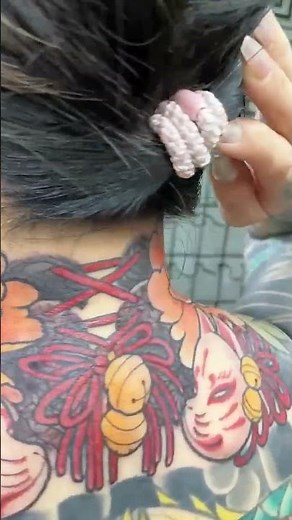 女彫り師のお仕事!首一周!#七尾刺青 #前衛刺青処#刺青#和彫り