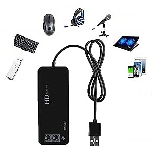 USB Hubs Audio Adapter External Stereo Sound Card with 3.5mm Headphone & Microphone and 3 USB Jack for Windows, Mac, Linux, PC, Laptops, Desktops, PS4 Computer External USB (6-in-1, Black)