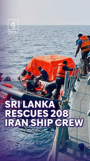Sri Lanka has begun taking 208 Iranian sailors ashore - after their ship sought assistance while anchored off its waters. The transfer came after another Iranian warship was sunk by a US submarine in the Indian Ocean. A spokesman for the Sri Lankan Navy said the Iranians were being taken to a naval base for medical tests and border control procedures - adding that they had been acting according to international law, after one of the ship's engines failed. #SriLanka #Iran #Warship #News #C4News