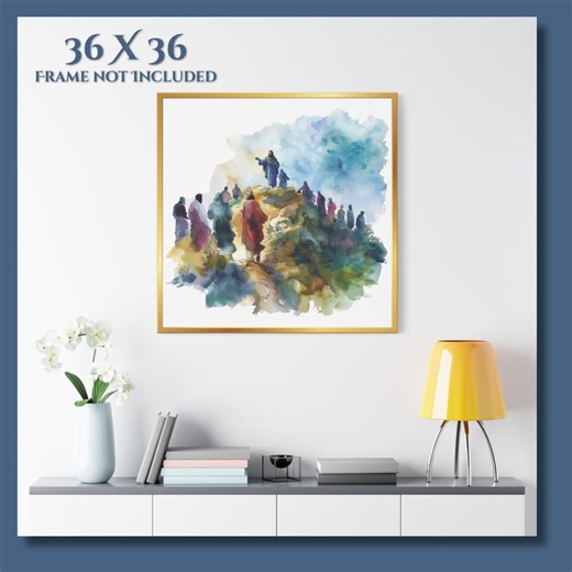 Sermon on the Mount Stretched Matte Canvas Print With Faux Gold Frame Wall Art (not a Real Frame) - Etsy