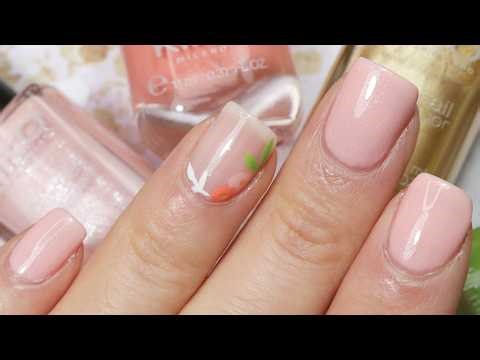 Easy Floral Nails | Pink and Peach Flowers Nail Art | Cute Nail Tutorial