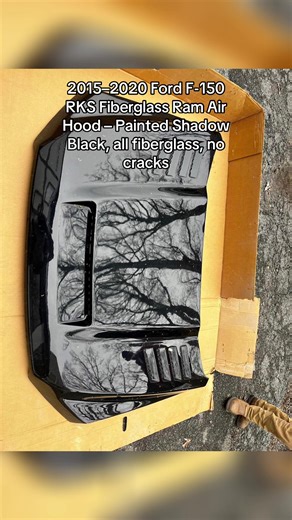 2015–2020 Ford F-150 RKS Fiberglass Ram Air Hood – Painted Shadow Black, all fiberglass, no cracks. $1000 shipped #fordfseries #fordtrucks #trucksoftiktok #f150 #fordf150