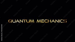 Loop Quantum Mechanics golden text on black background banner loop animation isolated word using Alpha Channel ProRes 4444.
