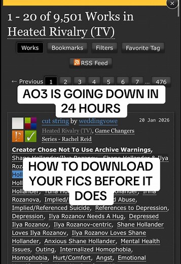 AO3 is going down in less than 24 hours. Here is how to download the fanfictions you love so you can read them offline while they’re doing maintence! #ao3 #fanfics #fanfiction #ao3fanfic #ao3fanfiction