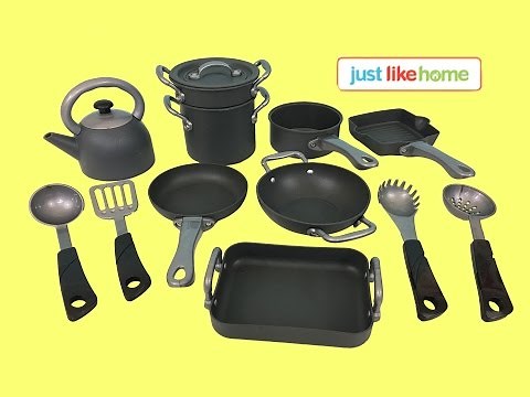 Just Like Home Nonstick Cookware Set Pretend Play | Kids Station