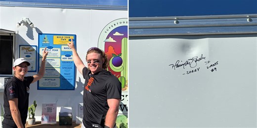 'Sorry': Bader's first Giants homer makes a dent -- literally