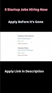 Urgent Hiring 🚨 5 Startup Job Openings | #Shorts