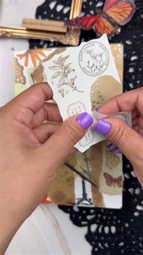 Vintage butterfly junk journal spread using paper scraps