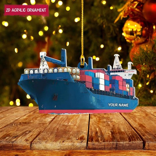Container Ship Christmas Ornament, Personalized Cargo Vessel Ornament 2025, Custom Nautical Xmas Tree Decoration, Holiday Gift for Sailors - Etsy