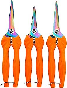 QMVESS 3 Pack Pruning Shears for Gardening, Ergonomic Garden Shears Pruning, Garden Clippers with Titanium Coating, Portable Flower Scissors for Cutting Fresh Flowers, Plant Scissors Trimming Indoor
