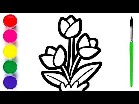 Tulip Flower Drawing and Coloring | Easy Drawing for Kids & Toddlers